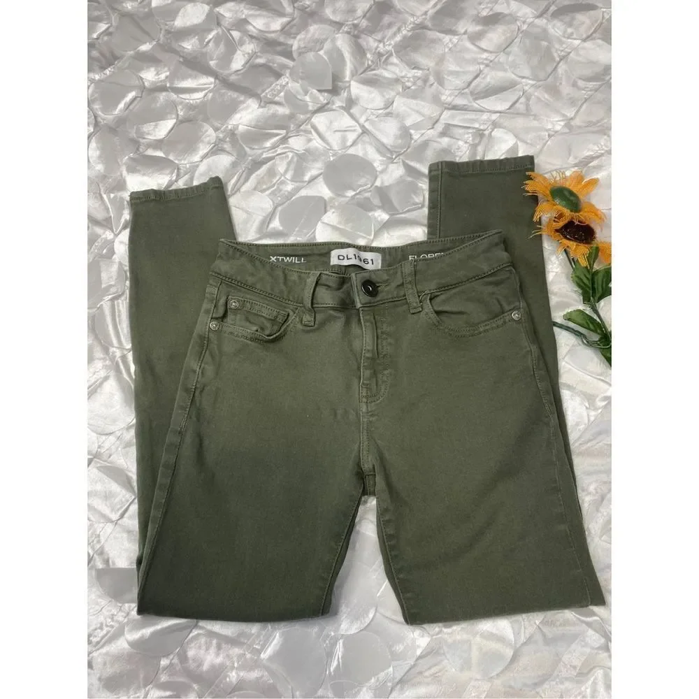 DL1961 Florence Intasculpt Skinny Zip Ankle Mid-Rise‎ Jeans Green 24
